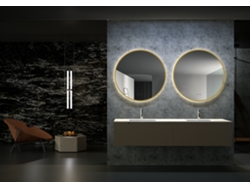 Espejo con luz led redondo sensor on/off, anti-vaho marco oro mate 60cm MICE COLLECTION