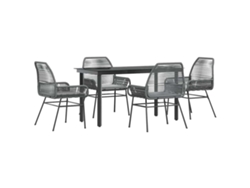 Maison Exclusive - Juego Comedor Jardín 5 Pzas Cojines Ratán Sintético Vidrio Gris