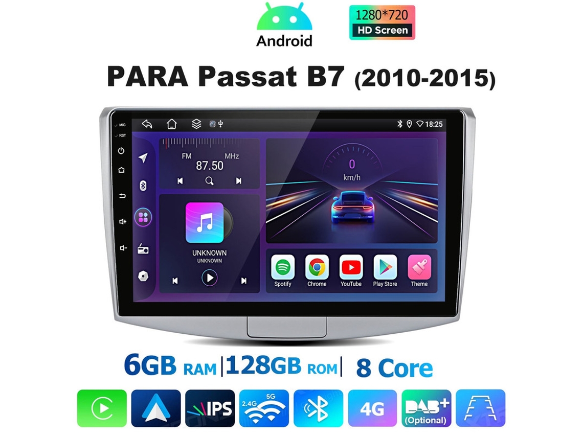 Gps Rádio Android Vw1 Android 15 4g Para Passat B7 2010 2015 Com Tela 10 128gb Bt Rds