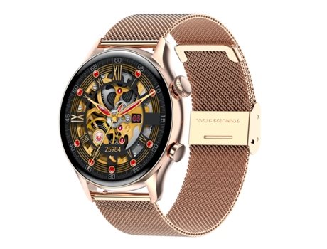 Reloj inteligente con rastreador de fitness y pantalla AMOLED de 1,36, reloj con llamada Bluetooth (Oro rosa) BISBISOUS
