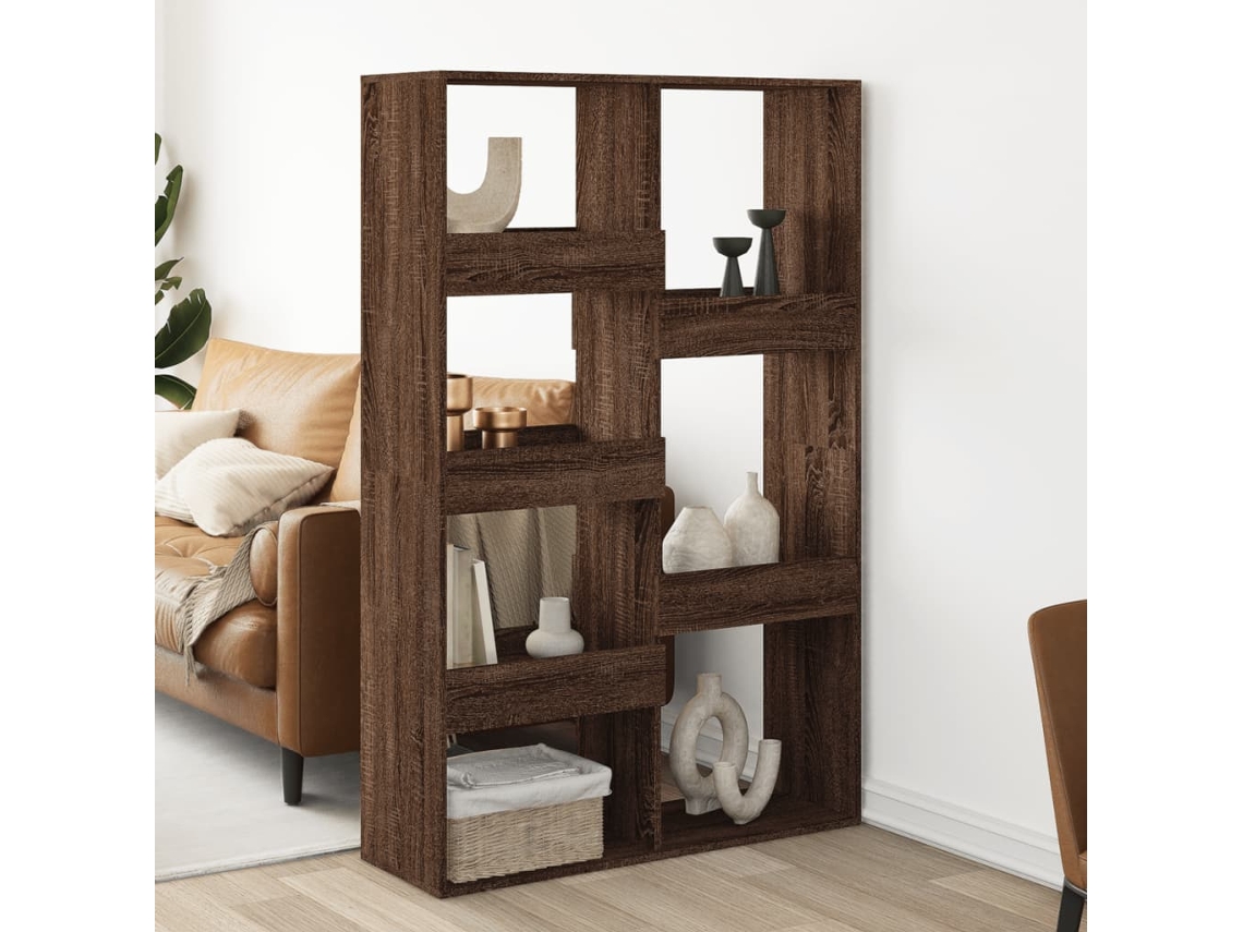 Biombo Divisor | Biombo Separador | Separador De Ambientes Madera Marrón Roble 100x33x155,5 Cm