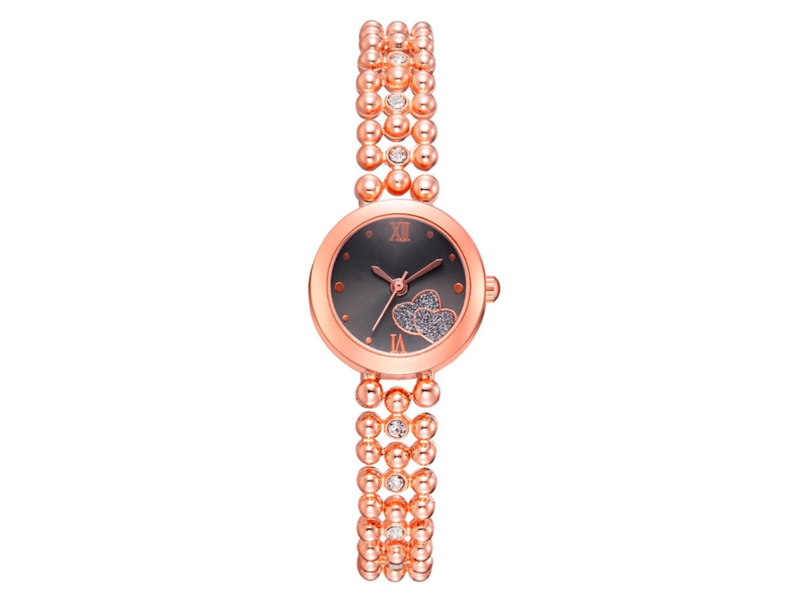 Reloj De Pulsera Casual Para Mujer Lvpai Con Brazalete De Acero, Movimiento De Cuarzo, Oro Rosa + Negro.