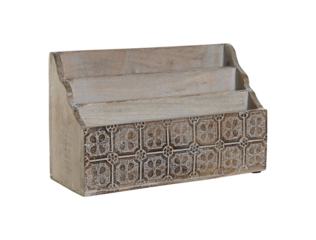 Organizador Multiusos DKD Home Decor 32 x 13 x 21 cm Natural Blanco Madera de mango