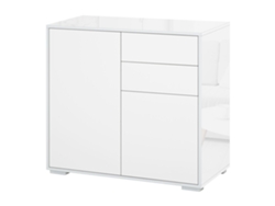 Armário com 2 Gavetas e 2 Portas, Abertura por Pressão, para Casa e Escritório, 79x36x74cm, Branco Fosco ZENCORE SERVICES