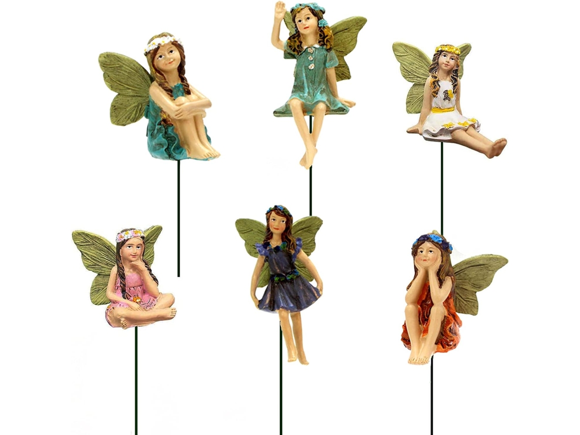 Figuras de jardín pintadas a mano, hadas en miniatura de resina para minijardín, encantadora decoración de jardín al aire libre.