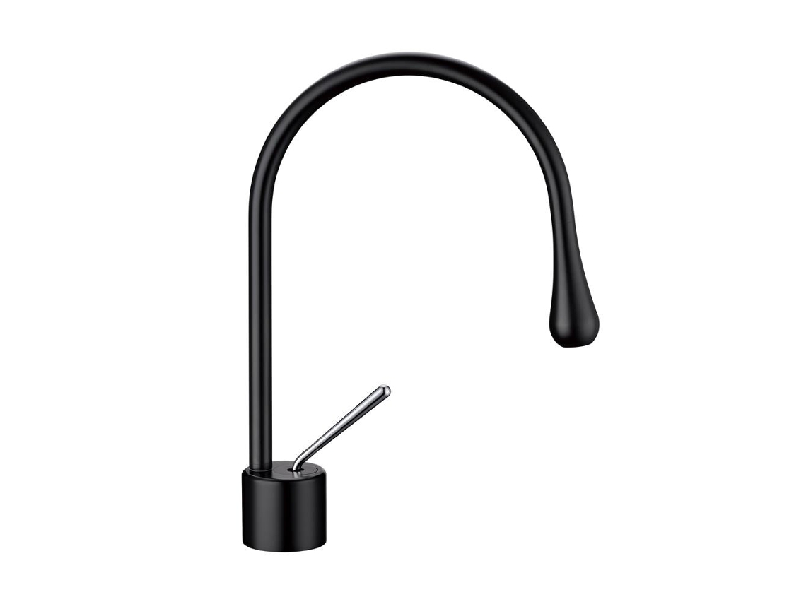 Grifo De Lavabo Con Repisa 201 En Latón Negro, Colección Céphise