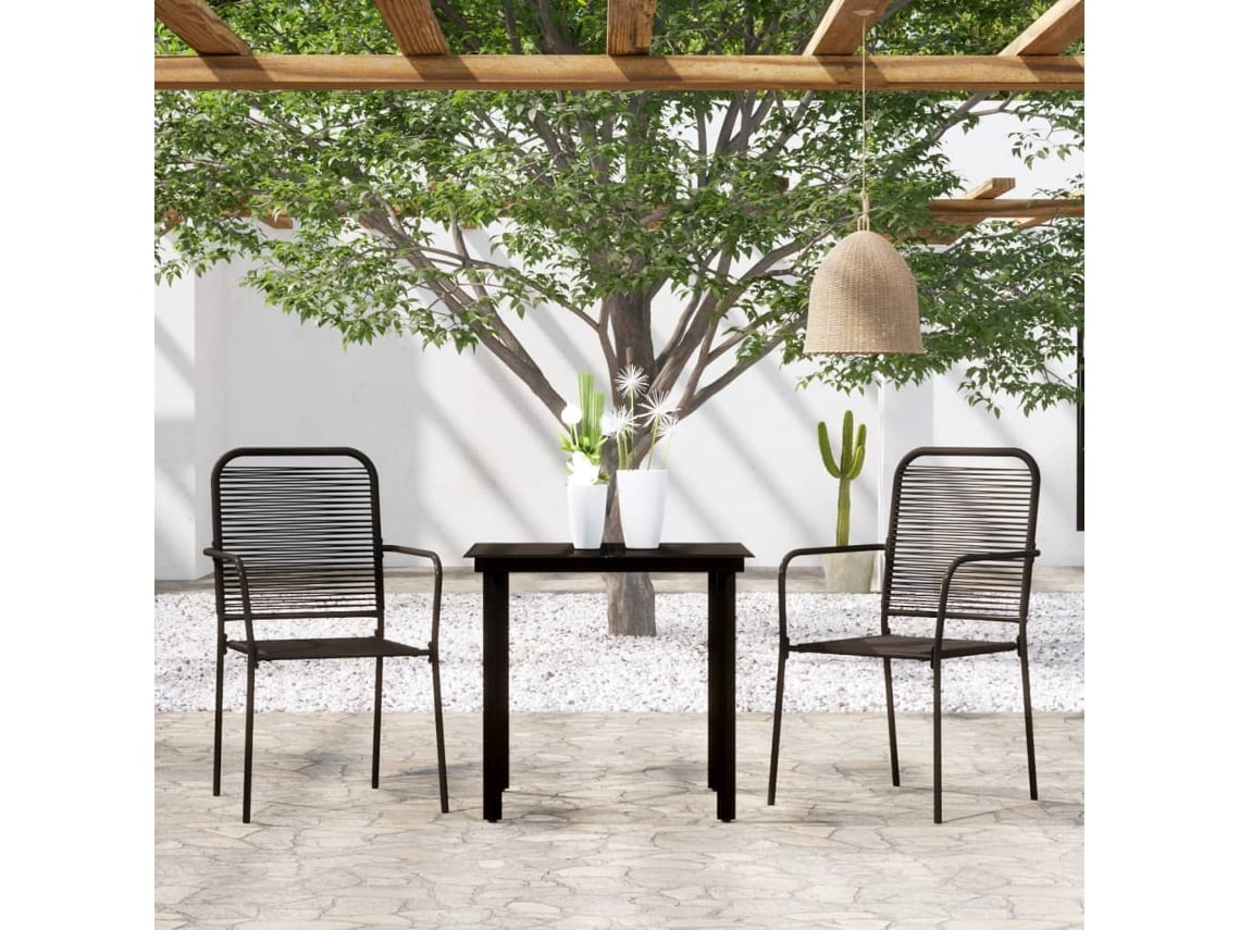Juego de comedor de jardín negro de 2 piezas Dkd Home Decor
