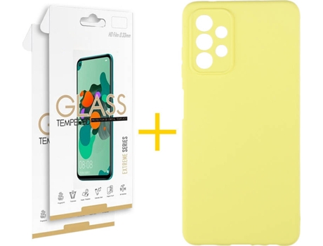 Kit Funda + Protector de Pantalla Samsung A32 5G SKYHE Cristal Templado 4904 Amarillo