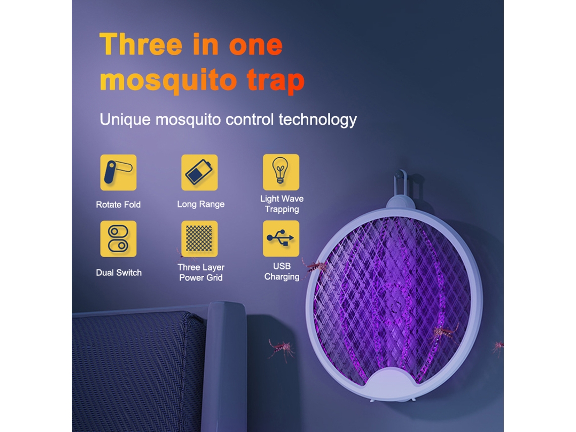 Matamoscas Eléctrico Plegable, Lámpara Para Matar Mosquitos, Lámpara Para El Hogar Con Cuerda Para Colgar En La Pared, Para Uso En Interiores Y Exter