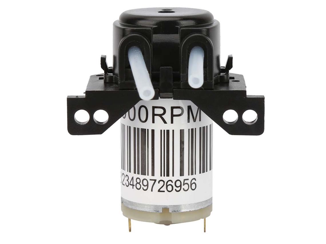 Bomba peristáltica silenciosa en miniatura de 6 V con autoaspiración para titulación (ángulo recto, color negro)