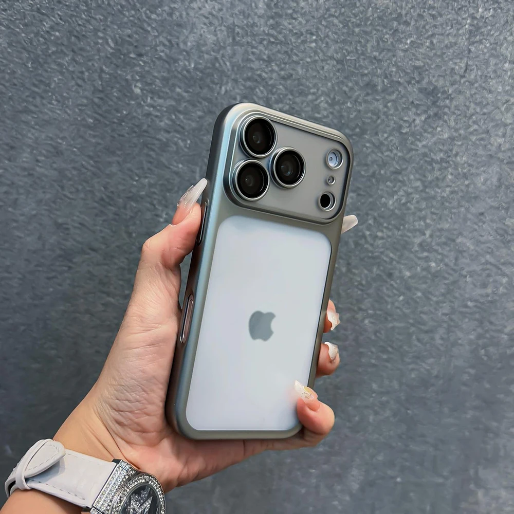 (iphone 15 Gris) Lujosa Funda Translúcida A Prueba De Golpes Para Iphone, Fabricada Mediante Un Proceso De Galvanoplastia.