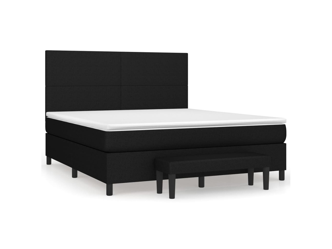 Maison Exclusive - Cama Box Spring Con Colchón Tela Negro 160x200 Cm