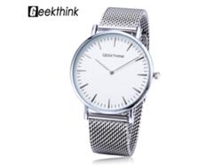 Reloj De Cuarzo Para Hombre Con Correa De Malla De Acero Inoxidable Y Esfera Redonda Plateada.
