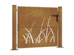 Maison Exclusive - Puerta De Jardín 100x75 Cm De Acero Corten Con Diseño De Hierba
