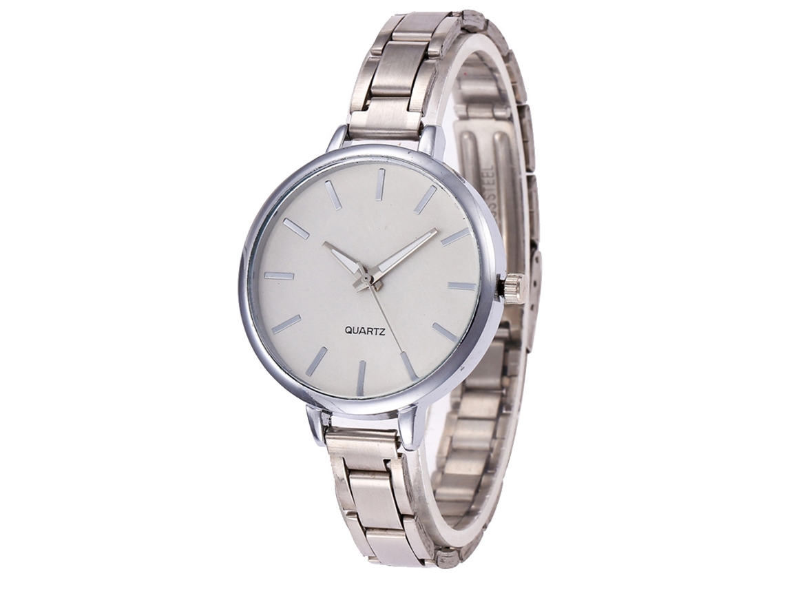 Reloj De Cuarzo Con Brazalete De Acero, Estilo Sencillo Y Moderno, Color Plata Universal.