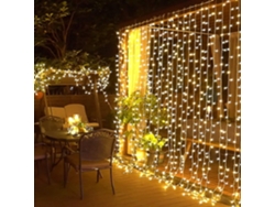 Cortina de luces navideñas con 300 LED para montaje en pared, ideal para decoración de bodas y fiestas navideñas. Siurn