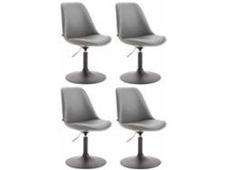 Juego de 4 sillas de comedor Maverick de piel sintética CLP gris/negro