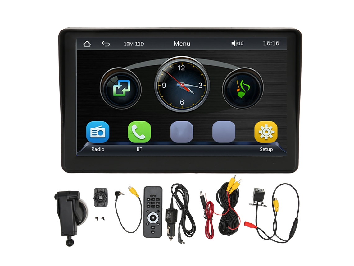 Player Mp5 Carro Com Tela Touch 7 Polegadas Estéreo Multimídia Câmera Ré Led Visor Solar