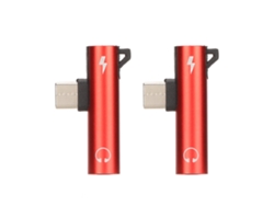 Adaptador de audio USB C a 3,5 mm YHL (2 unidades), carga y audio, rojo