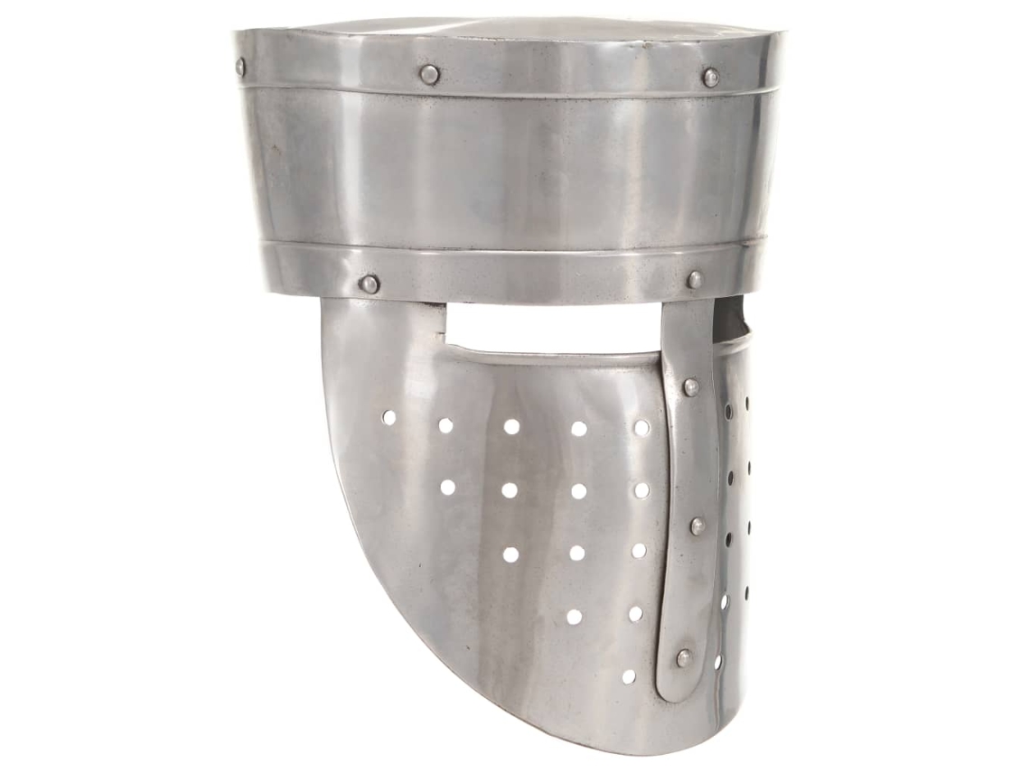 vidaXL Réplica de casco de caballero medieval antiguo LARP acero plata