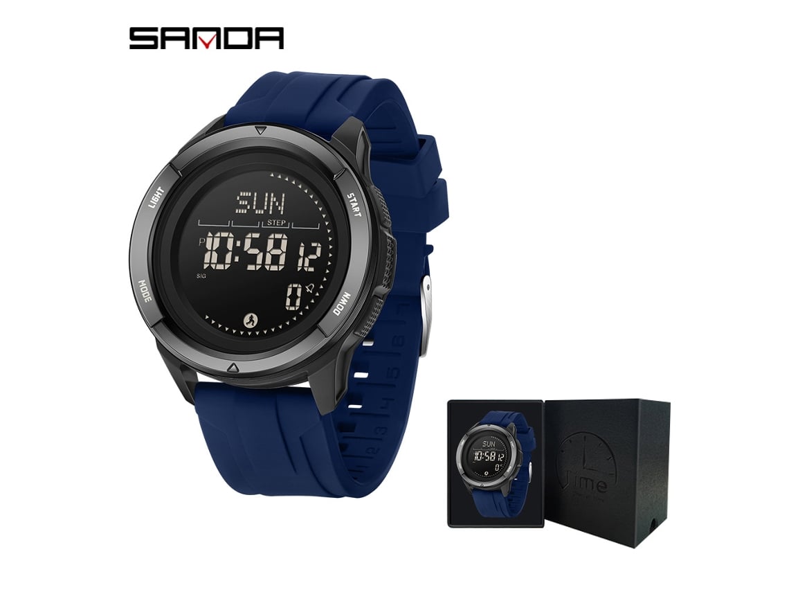 Reloj Electrónico (silicona Azul) Con Brújula, Metrónomo, Resistente Al Agua, Podómetro Multifuncional, Reloj Deportivo.