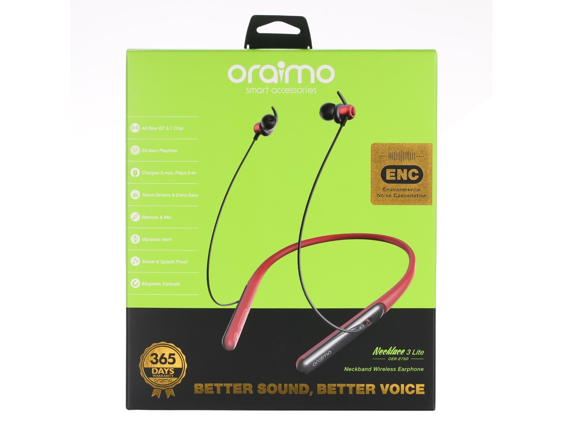 Auriculares Inalámbricos Oraimo Oeb-e75d Necklace 3 Lite Para Deportes Y Videojuegos Con Micrófono.