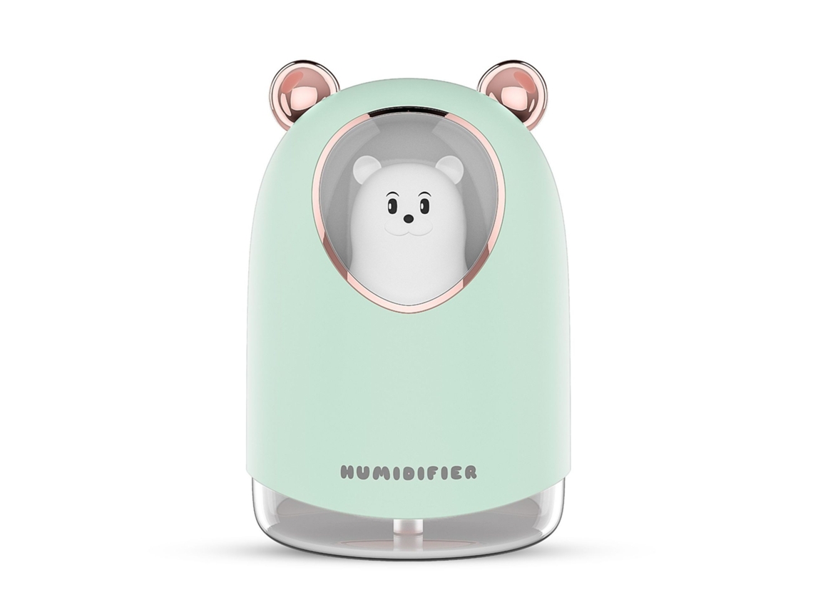 Humidificador VANJL Difusor De Aceite Aromático Pulverizador De Niebla Lindo Oso De Dibujos Animados 300 Ml-Verde