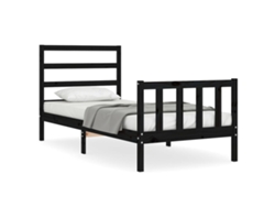 Maison Exclusive - Estructura De Cama Individual Con Cabecero Madera Maciza Negro