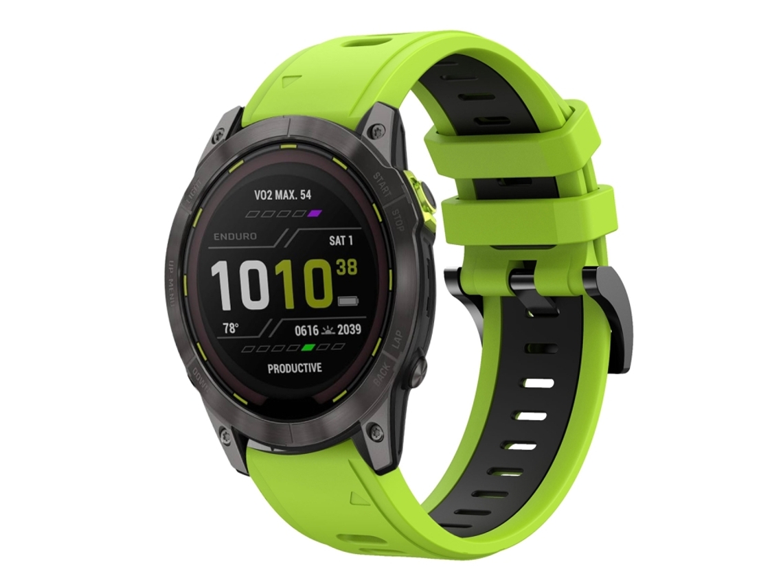Bracelete Para Garmin Enduro 3 - Silicone Esportivo - Duas Cores (26mm) Limão + Preto