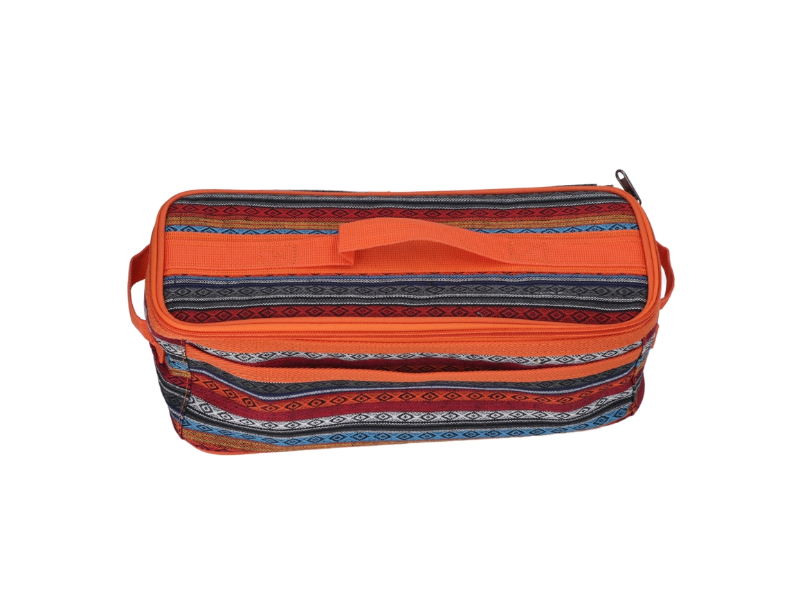 Bolsa de almacenamiento de utensilios de camping de gran capacidad con cremallera doble extraíble y asa, estilo nacional para actividades al aire libre.