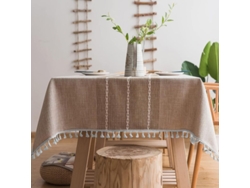 2026-40611-mantel Cuadrado De Algodón Lino Impermeable Rayas Rústicas Para Mesa 4 Asientos 55x55 Pulgadas Fiesta Navidad
