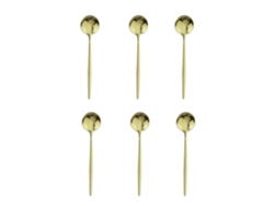 (Champán) Juego de 6 cucharas pequeñas de acero inoxidable para servir, cucharas de servir negras y doradas.