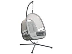 Sillón tipo huevo de lona para exterior Beliani Alviano, malla gris, 98 x 136 x 196 cm