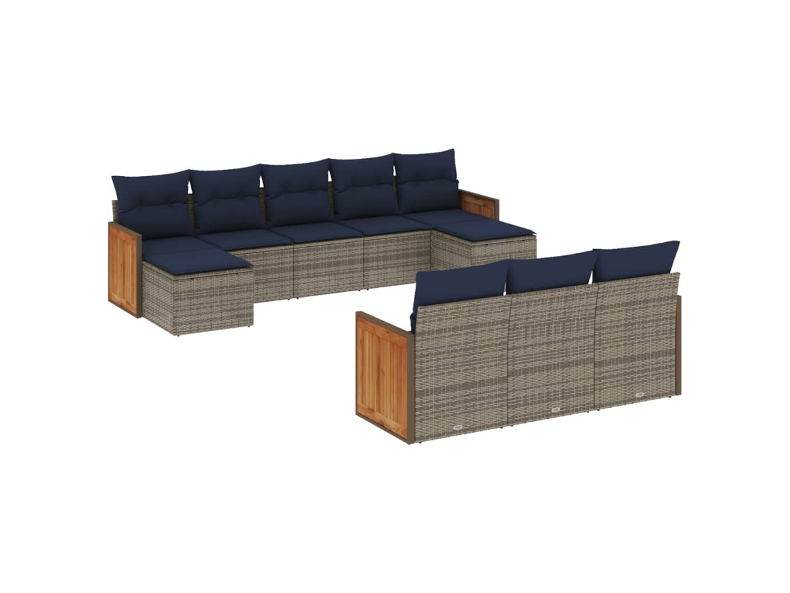 Maison Exclusive - Conjunto De Sofá De Jardín De 10 Piezas Con Cojines, Poliratán Gris