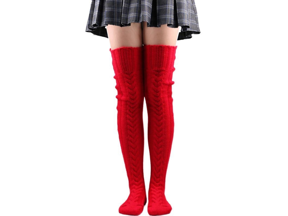 Calcetines Altos Hasta La Rodilla, Largos, De Lana Tejida, Calcetines Cálidos De Invierno Para Mujeres Y Niñas.