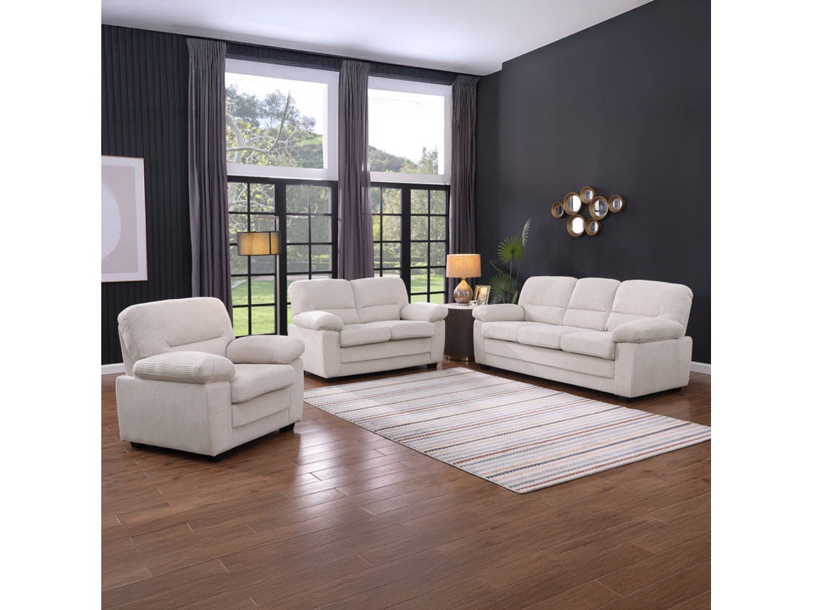 Sofá Lincoln de 3 plazas y sillón de 2 plazas de pana beige Concept U