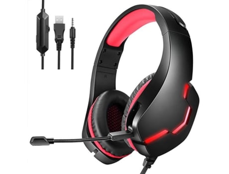 Auriculares YDCY Gaming Wired Headphones J10 Deeplighting On Ear Multiplataforma Rojo