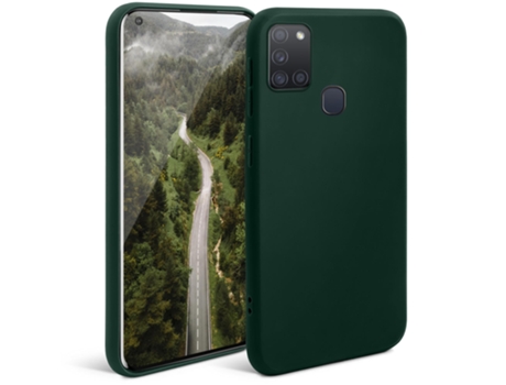 Funda de Silicona de la Serie Minimalista MOOZY para Samsung A21S Verde Medianoche – Funda Delgada de TPU Suave con Acabado Mate