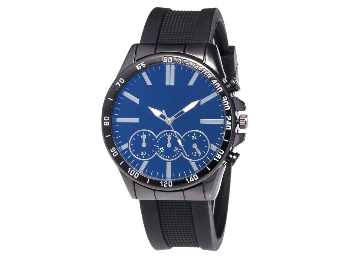 Reloj De Pulsera De Cuarzo Informal Para Hombre Y Mujer Con Correa De Silicona Y Esfera Negra Y Azul.