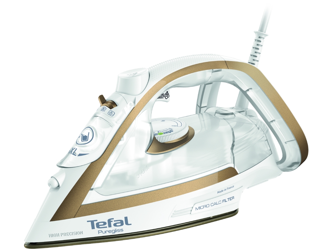 Puregliss FV8042 Ferro a seco e a vapor Durilium AirGlide Autoclean soleplate 3000 W Bronze, Branco TEFAL
