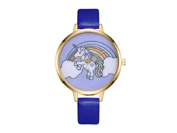 Reloj De Cuarzo Para Mujer Zhoulianfa Zlf00193-j Con Correa De Cuero E Imagen De Dibujos Animados Azules.