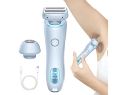 Afeitadora Eléctrica Femenina Con Cuchillas Reemplazables 2 En 1, Apta Para Todas Las Partes Del Cuerpo, Color Azul.