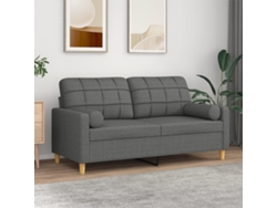 Sofá De 2 Plazas Con Cojines Tela Gris Oscuro 140 Cm