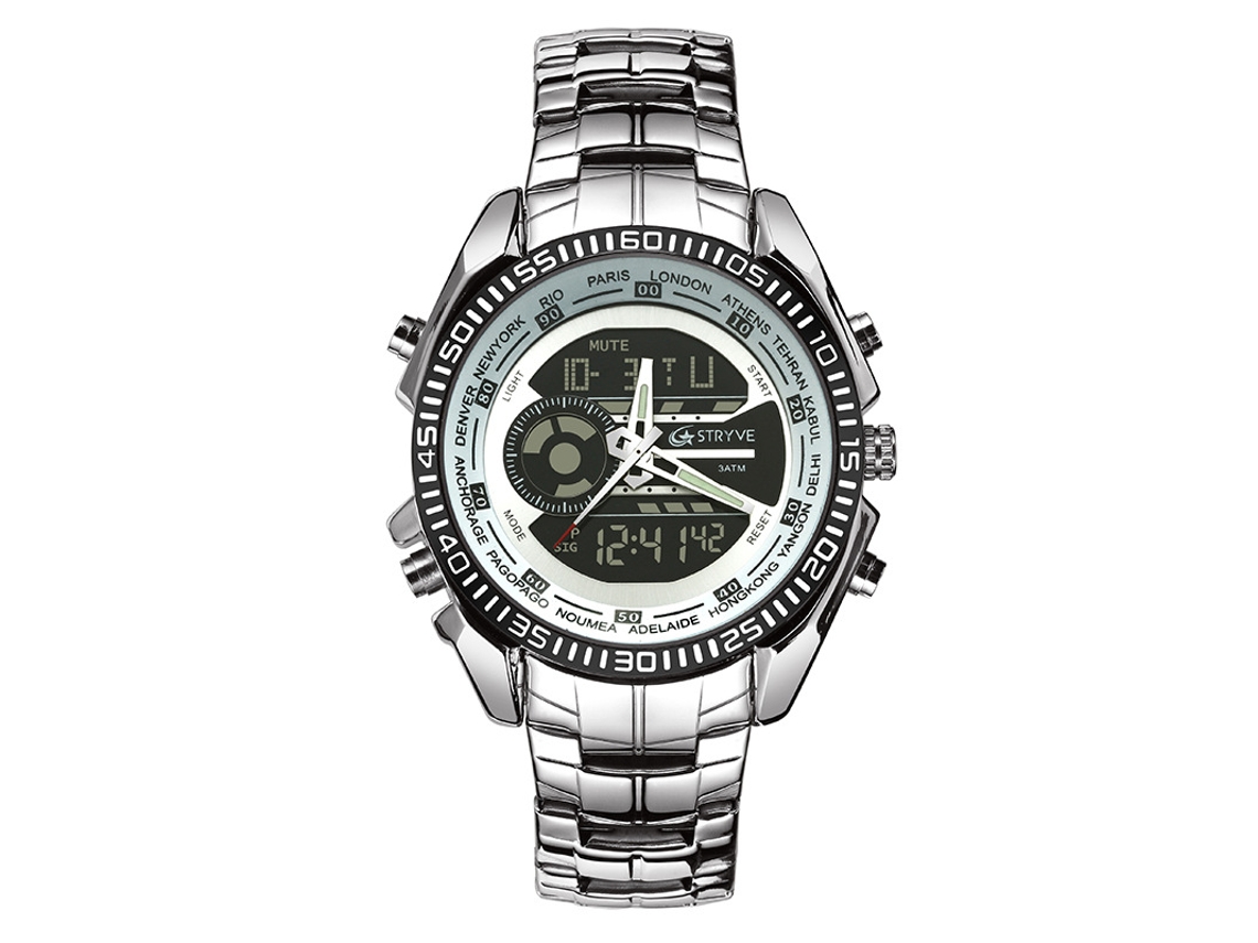 Reloj Electrónico Elegante De Acero Inoxidable (negro), Resistente Al Agua, Ideal Para Negocios.