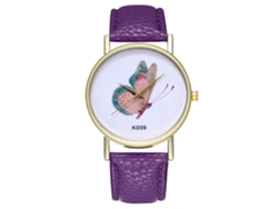 Reloj De Pulsera De Cuarzo Para Mujer, Esfera Clásica, Piel Sintética Azul, Estilo Casual.