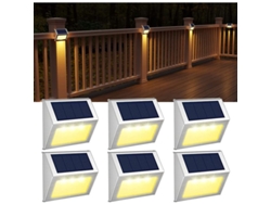 Luces solares exteriores de acero inoxidable impermeables para uso decorativo en jardines, cerca de escaleras, caminos y patios - 6 unidades