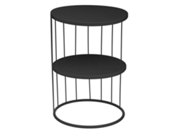Mesa Lateral de Dois Níveis Kobu Preto D 36 X a 52 Cm Elegância Chique Metal