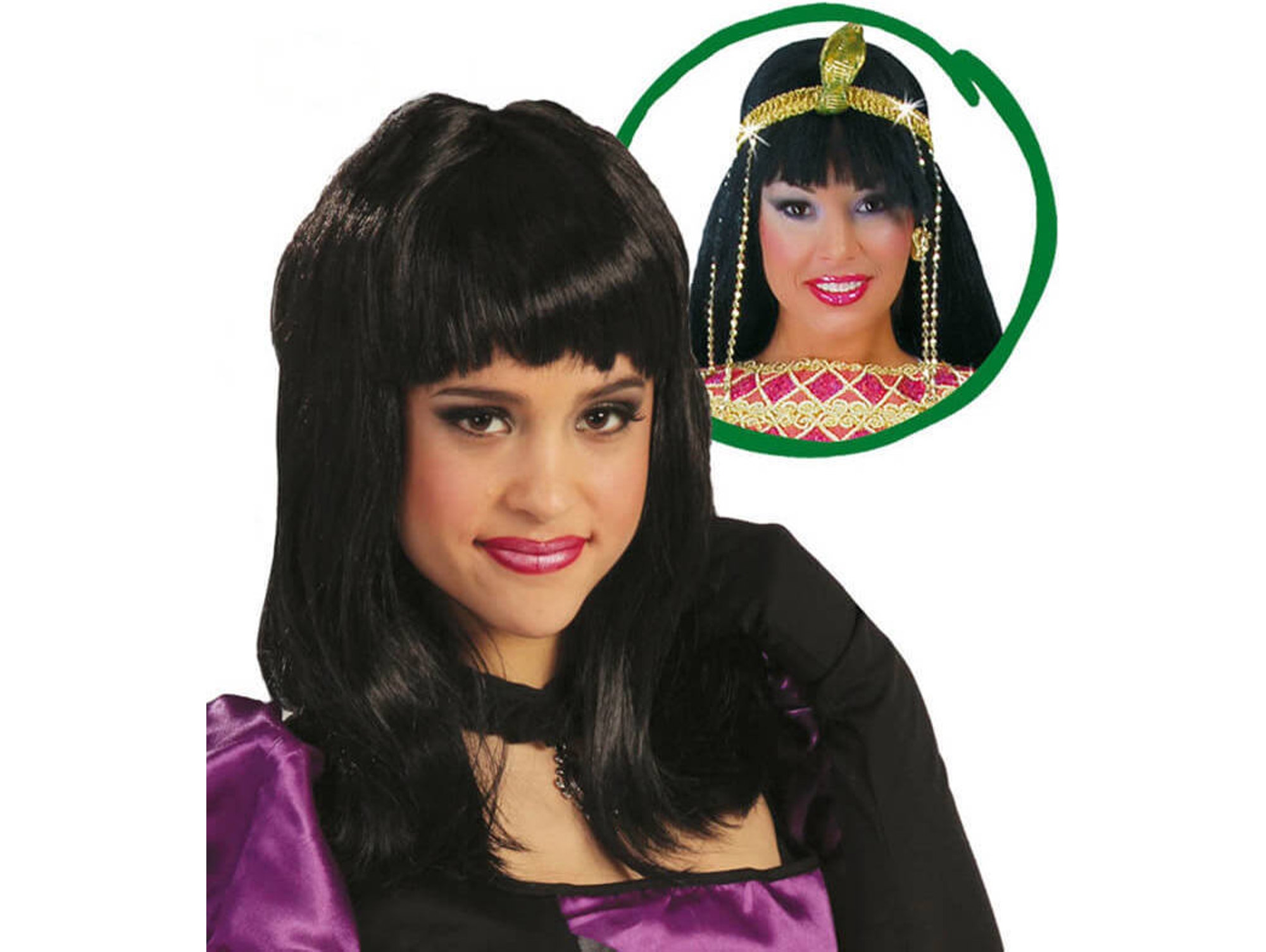 Peluca DISFRAZZES Cleopatra Negra (Talla: Talla Universal)