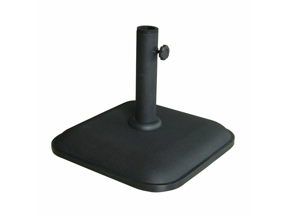 Base de sombrilla de cemento cuadrada Marbueno 35x35x5,2 cm 11 kg negra para jardín, piscina y terraza