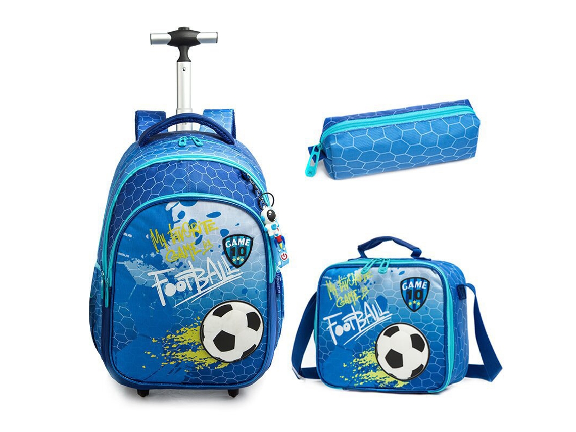 Mochila escolar con ruedas para niños, mochila con ruedas, juego de mochila con fiambrera